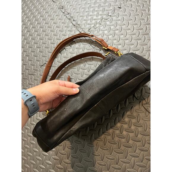 Fossil Corey Hobo Bag Black Leather Purse Shoulder‎ Womens Brown Accents - Picture 5 of 12